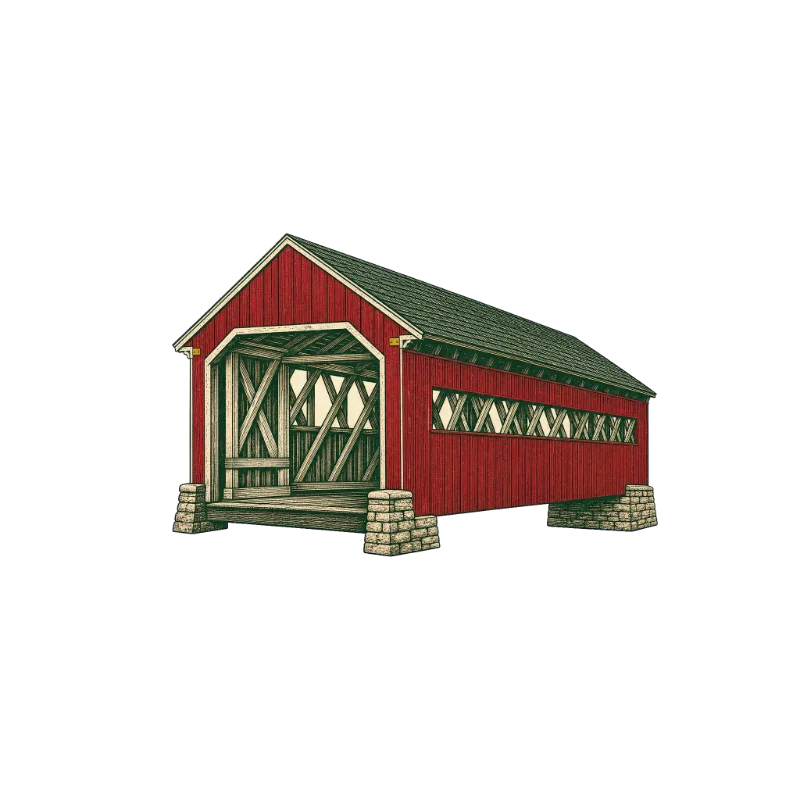 Engraved covered bridge