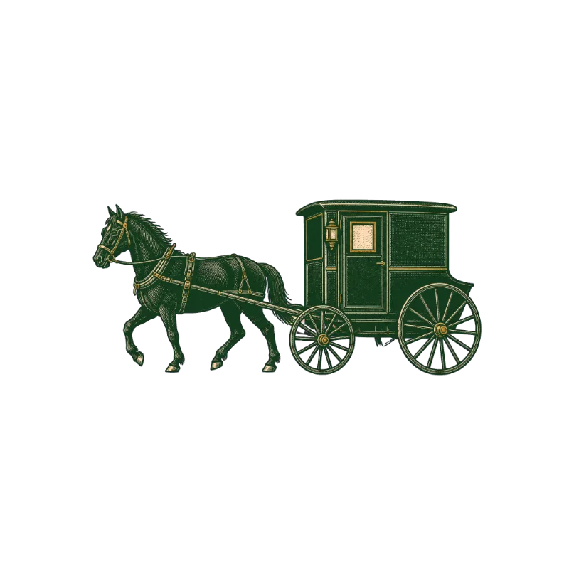 Engraved horse and buggy